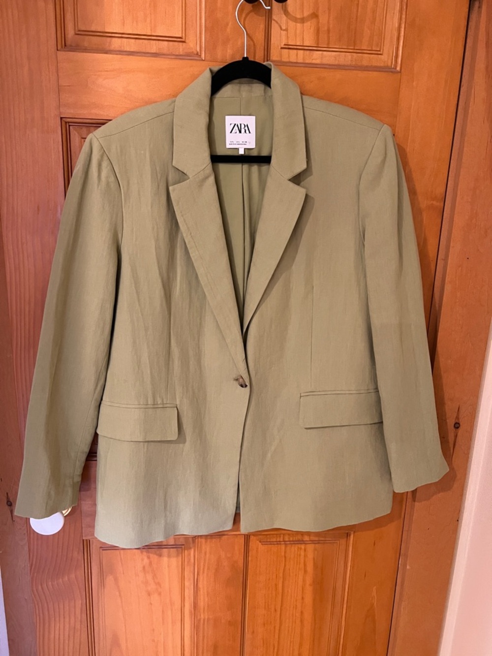 Zara Light Green Single-Button Blazer